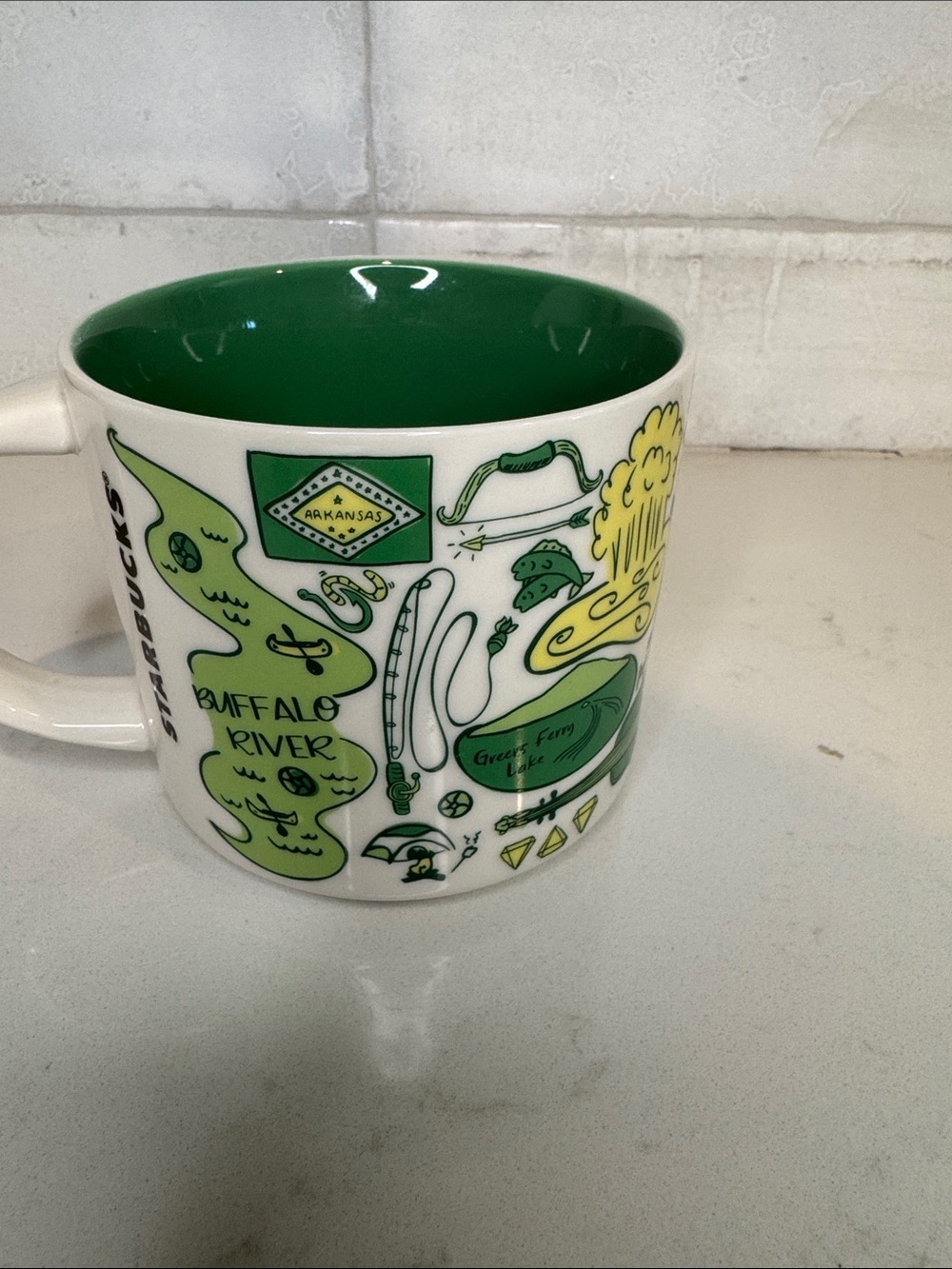 Starbucks Arkansas State Ceramic Mug - Green and Yellow - Picture 4 of 8